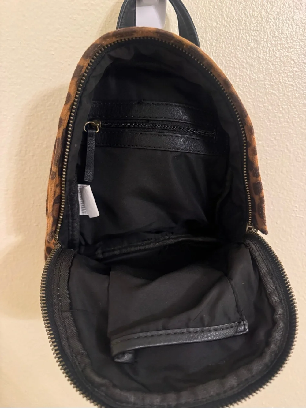 Leopard Print Mini Backpack - Brown/Black